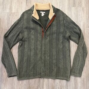 Carbon 2 Cobalt Mens XL Timberline Zip‎ Front Cable Knit Cardigan Sweater